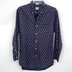 J. CREW Men Floral Long Sleeve Button Down Shirt Size M Slim Stretch Secret Wash